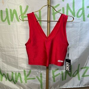 DKNY High Shine V Neck Cropped Tank